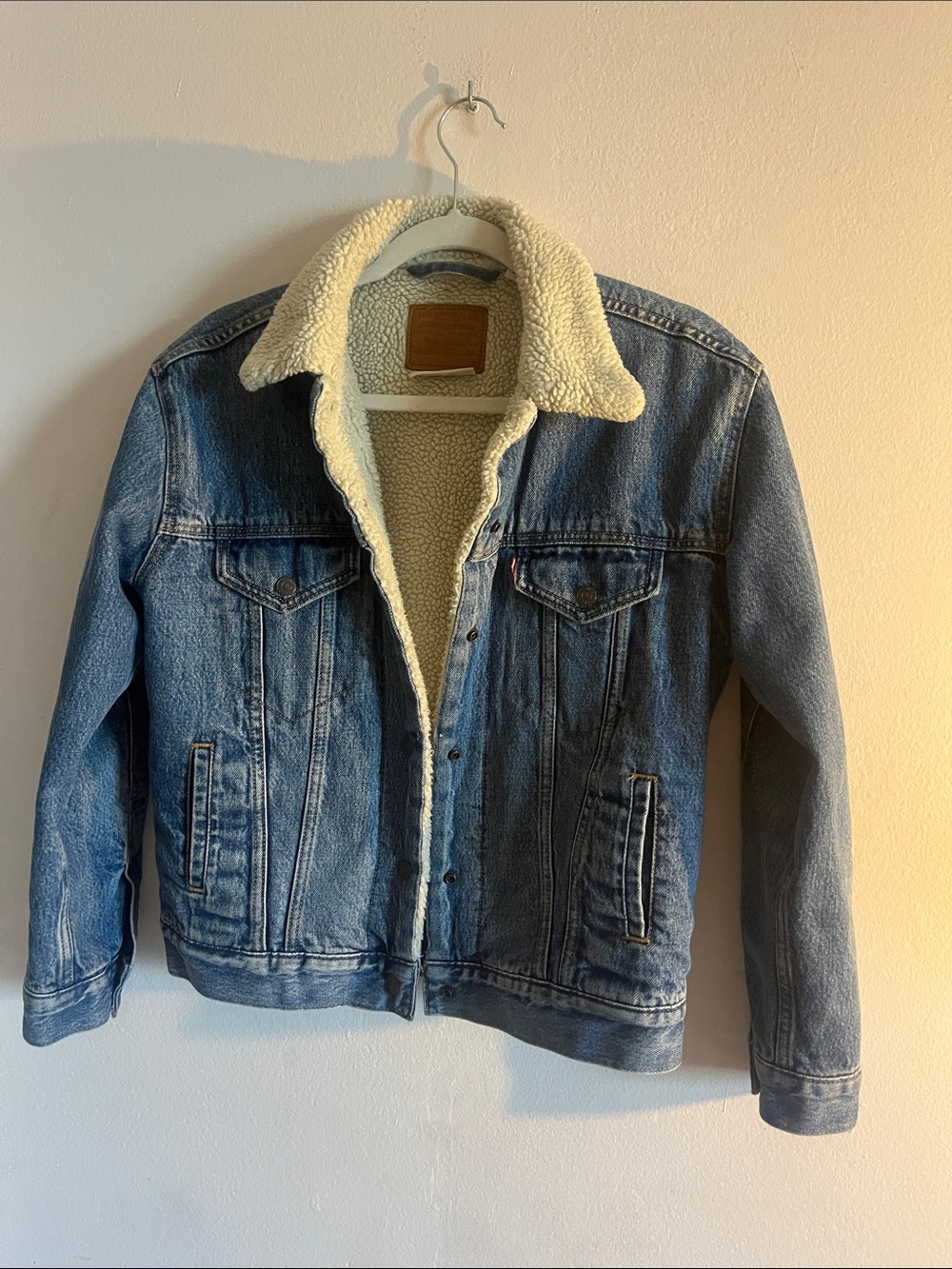 Levi's Blue Denim Sherpa Jacket with Cream Lining